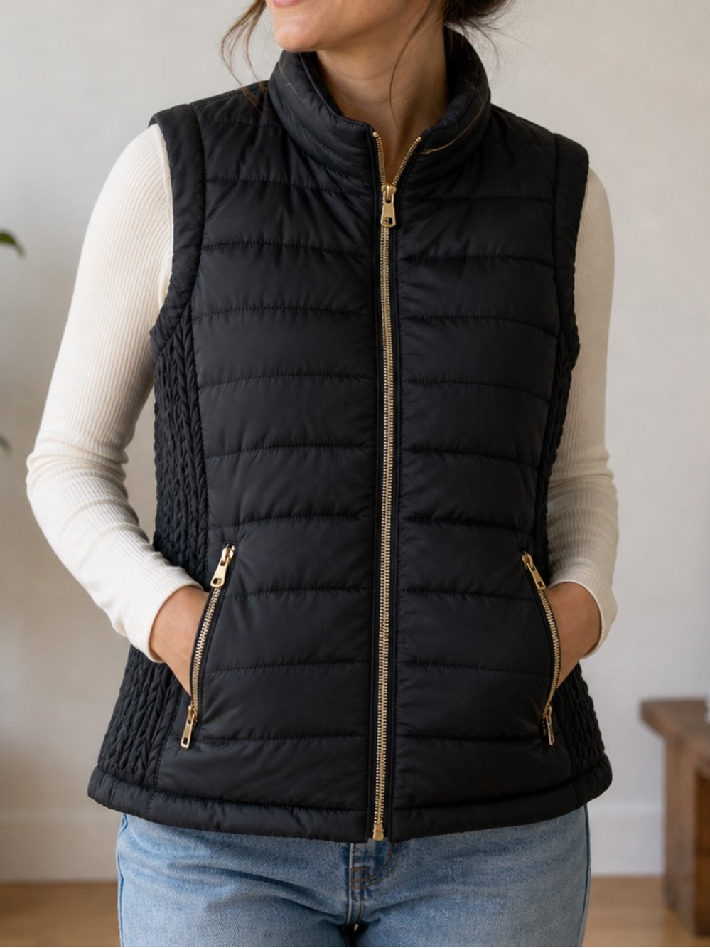 Ciarra Black Puffer Vest